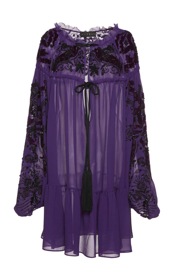 Dundas Embroidered Chiffon Mini Dress