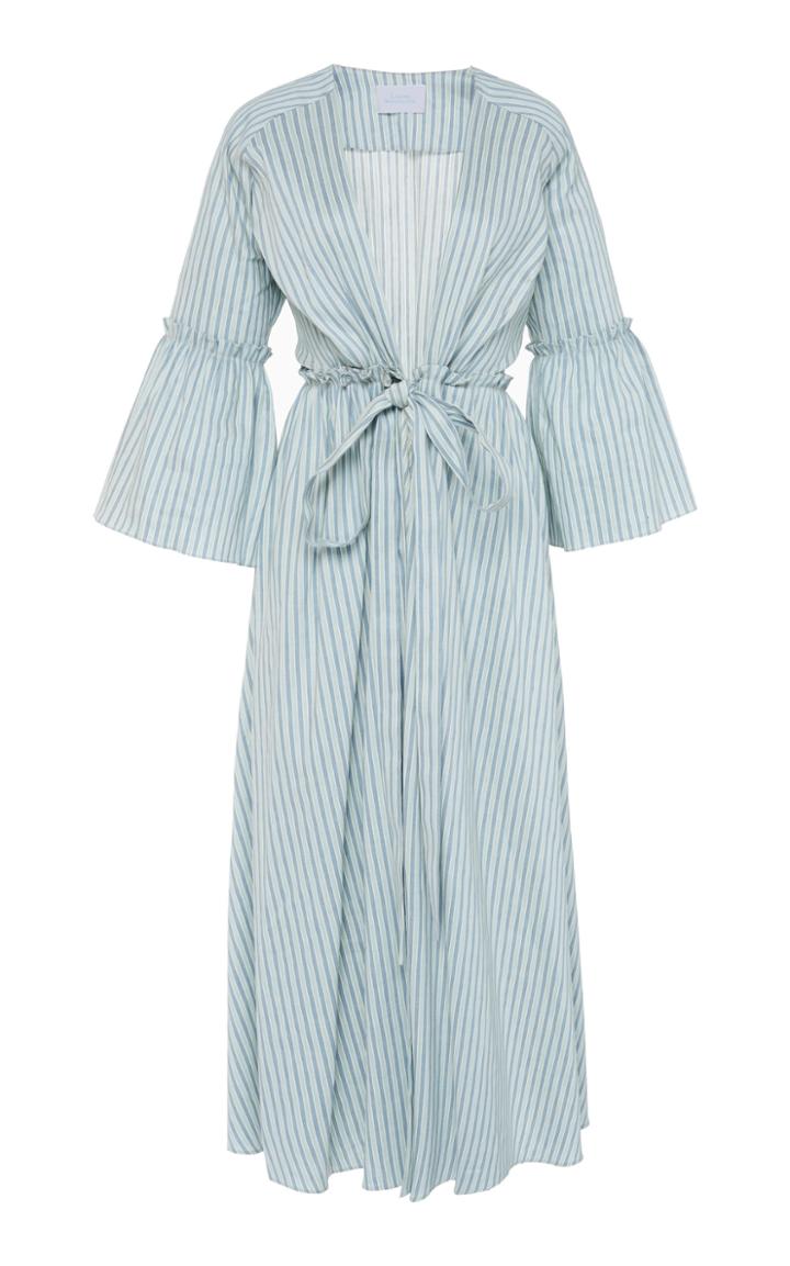 Luisa Beccaria Gathered Waist Cotton Blend Shirt Dress