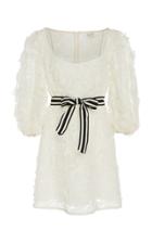 Zimmermann Bow-detailed Silk And Linen-blend Fil Coup Mini Dress