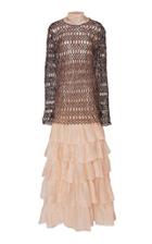 J. Mendel Embroidered Tiered Silk Gown
