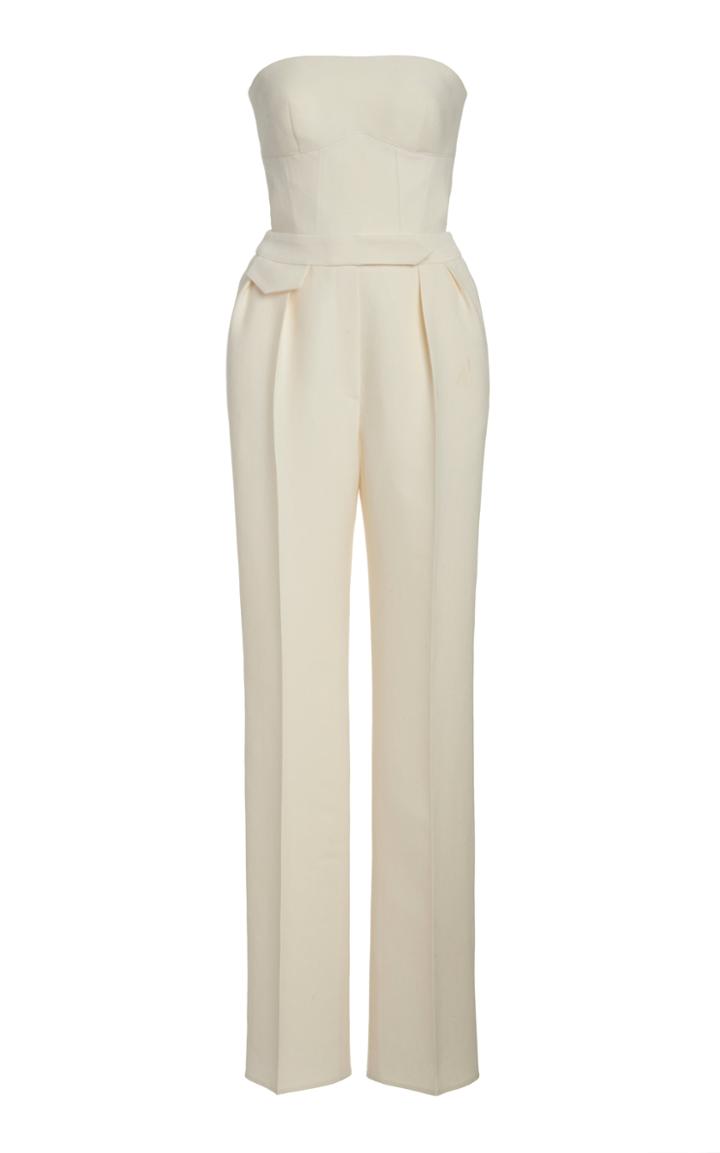 Moda Operandi Brandon Maxwell Strapless Wool-silk Jumpsuit