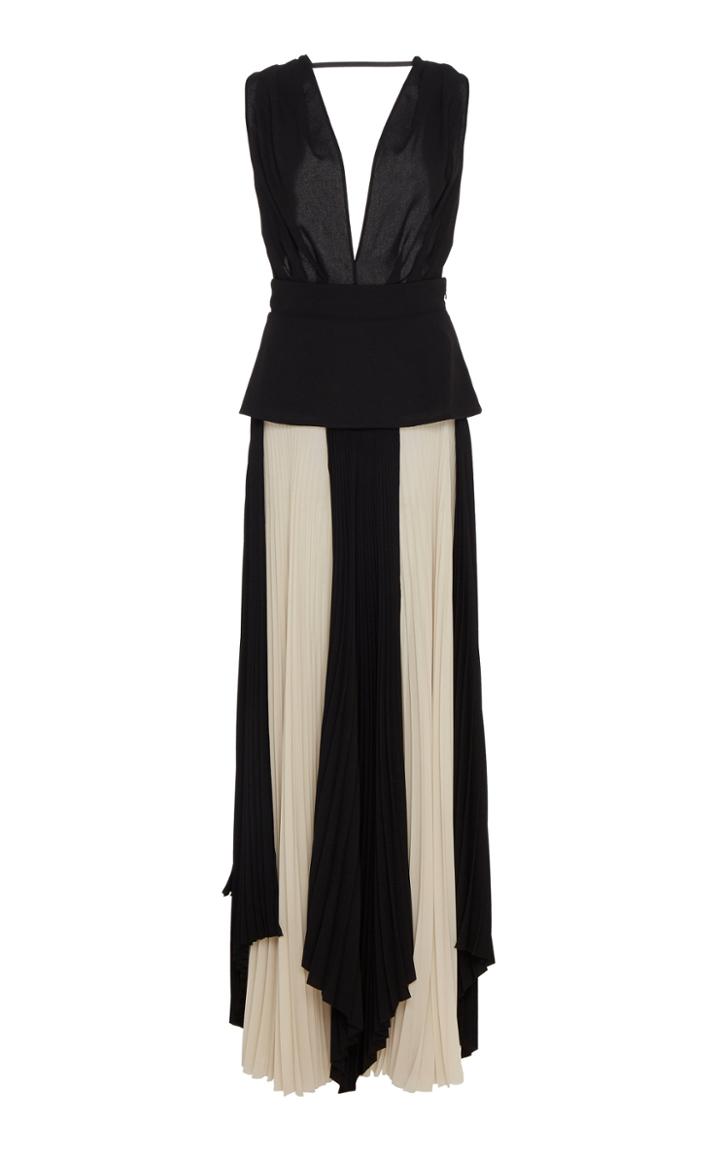 Tre By Natalie Ratabesi Two Tone Pleated Gown