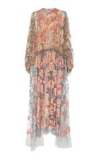 Biyan Genovea Floral Silk And Tulle Maxi Dress