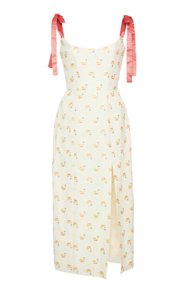 Markarian Exclusive Darcy Floral-embroidered Cotton-blend Midi Dress