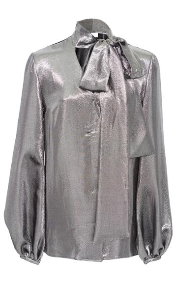 Racil Delirious Tie Neck Blouse In Lame