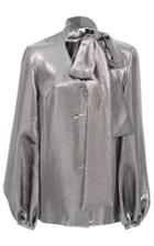 Racil Delirious Tie Neck Blouse In Lame
