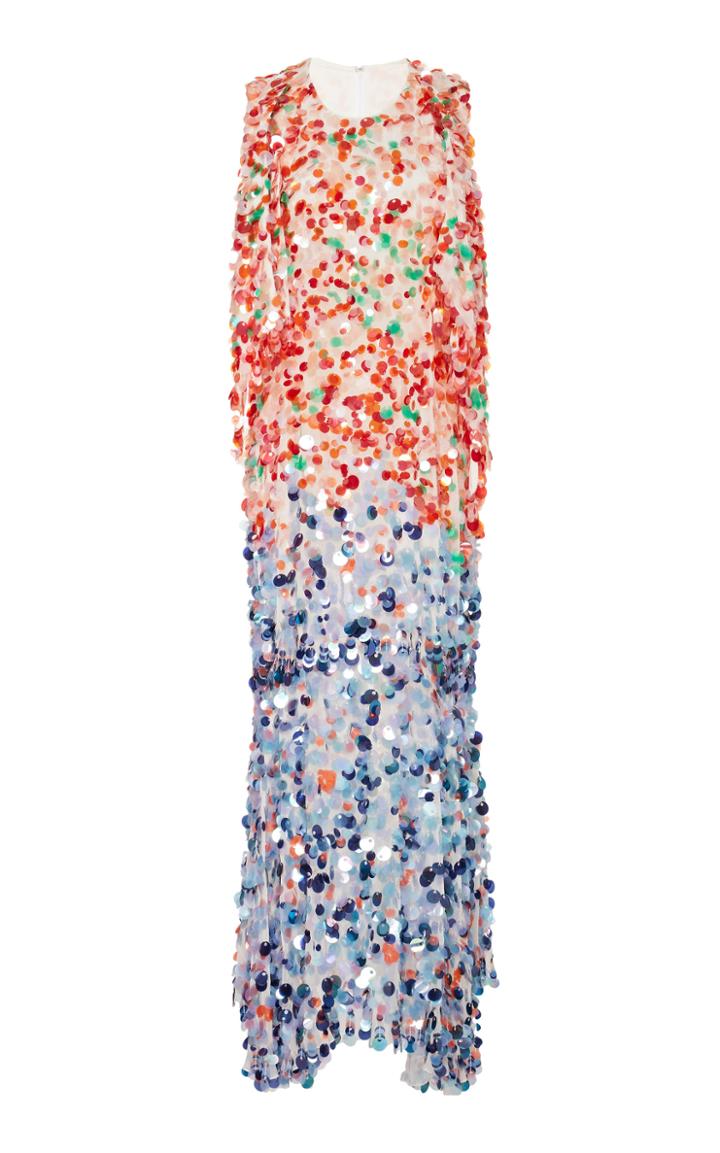 Prabal Gurung Two-tone Sequined Silk-georgette Maxi Dress