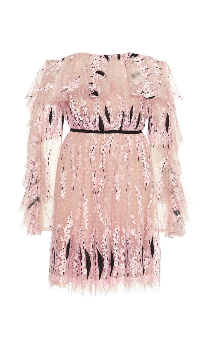Giambattista Valli Abstract-printed Ruffled Fit-and-flare Dress