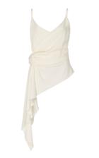 Oscar De La Renta Pleated Satin Sleeveless Blouse