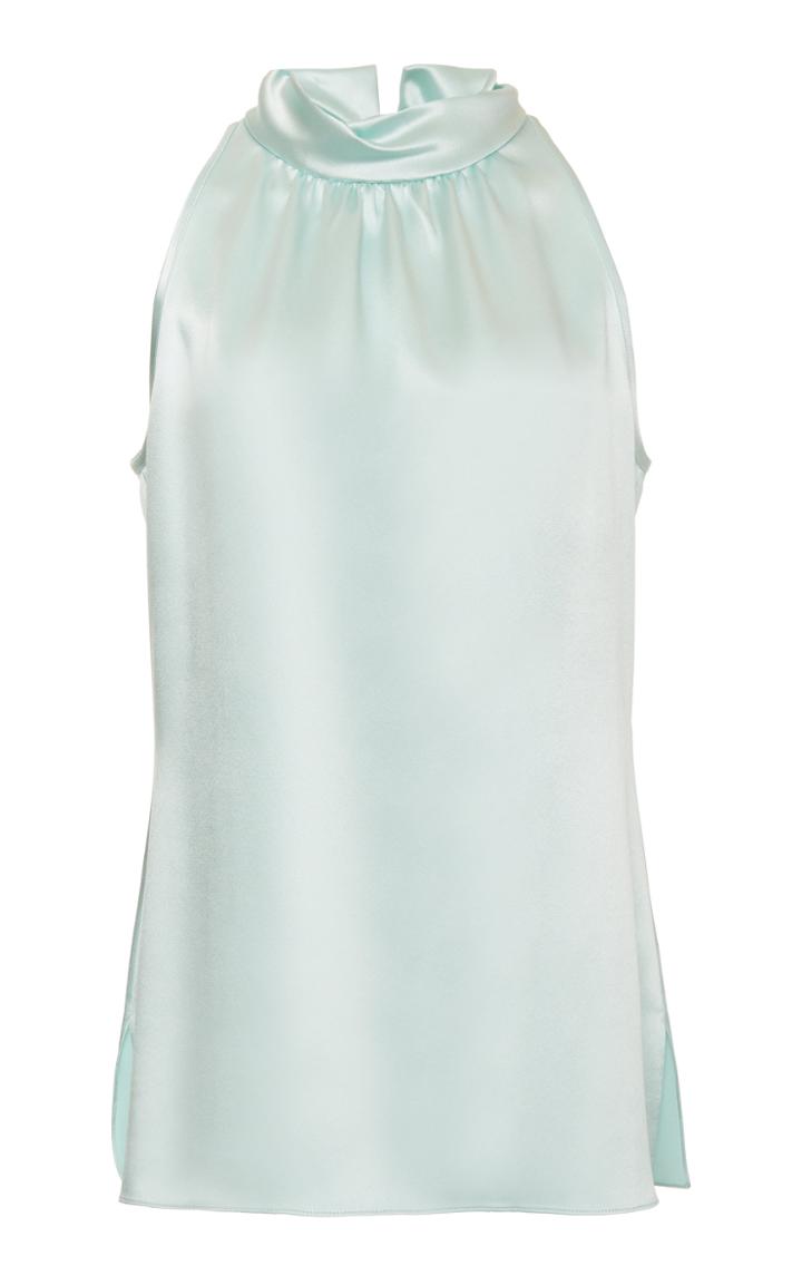Mi Jong Lee High Neck Gathered Silk Top