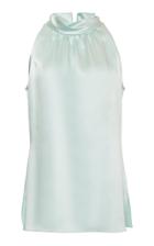 Mi Jong Lee High Neck Gathered Silk Top