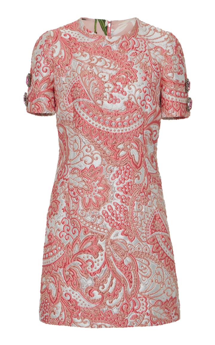 Dolce & Gabbana Embellished Floral Brocade Mini Dress