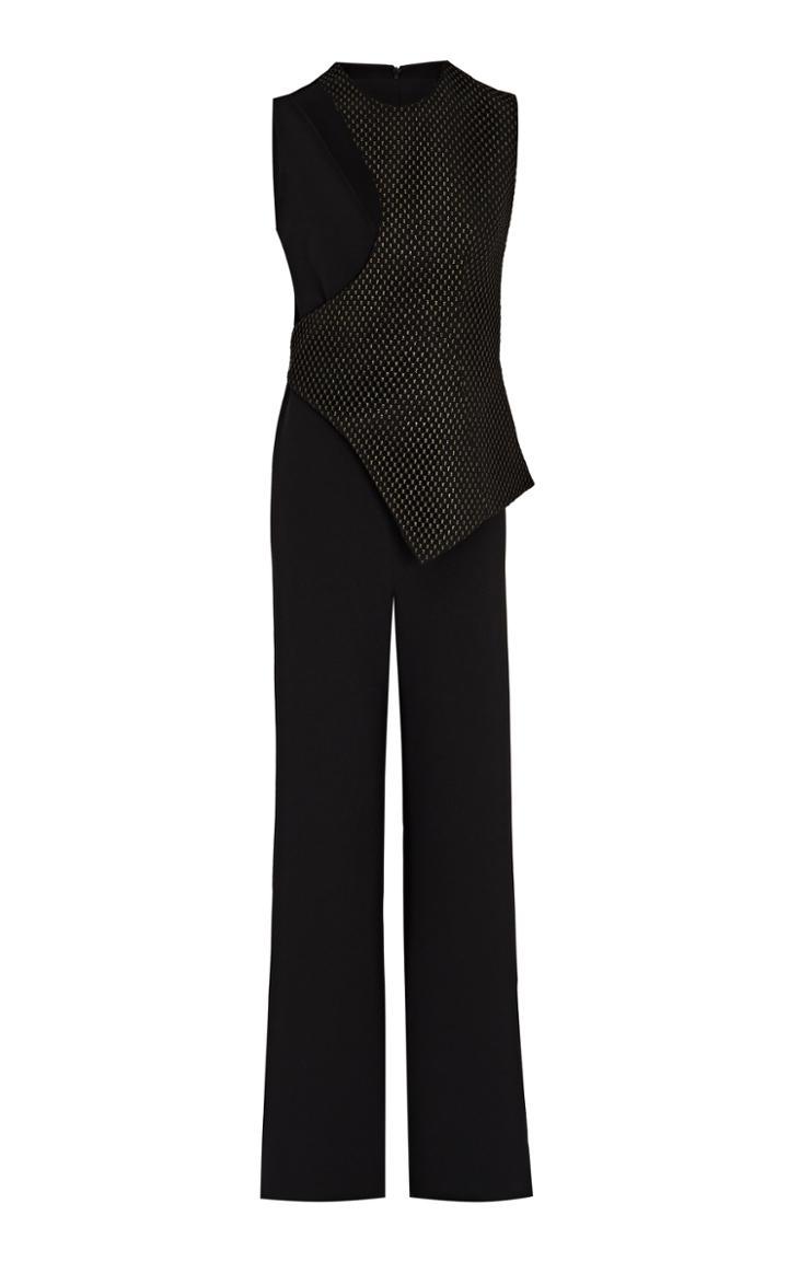 Moda Operandi Safiyaa Amanda Heavy Crepe And Metallic Houndstooth Jumpsuit