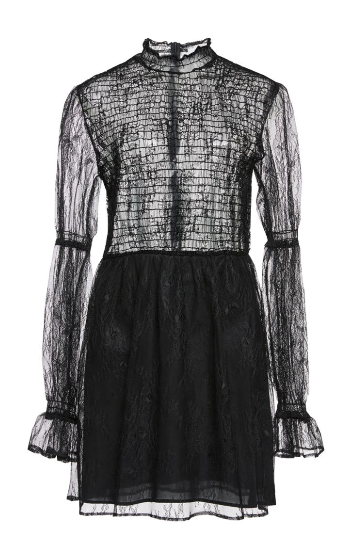 Dondup Smocked Sheer Lace Dress