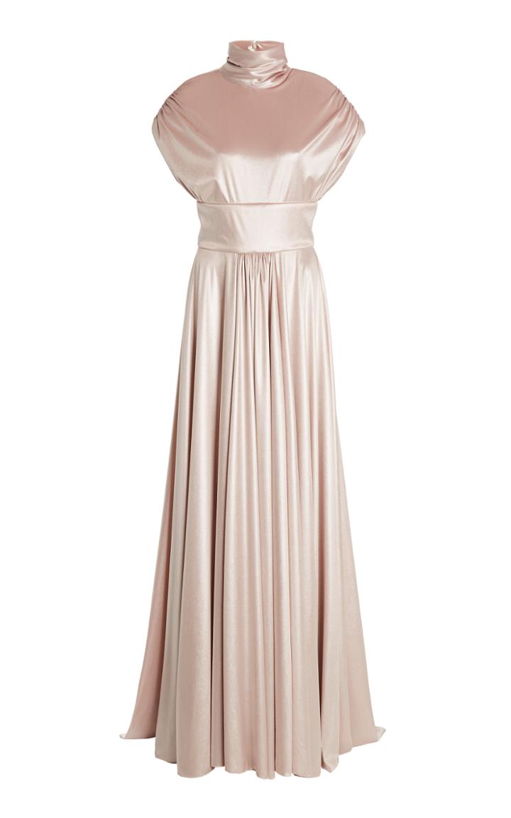 Moda Operandi Christian Siriano Velvet Ruched Cap Sleeve Gown