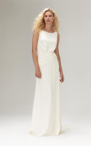 Savannah Miller Amadine Crepe Plunging Back Gown With Side Split