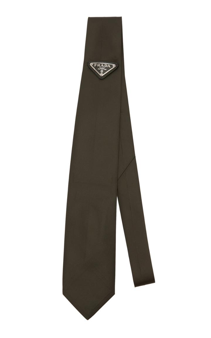 Prada Logo-appliqud Shell Tie