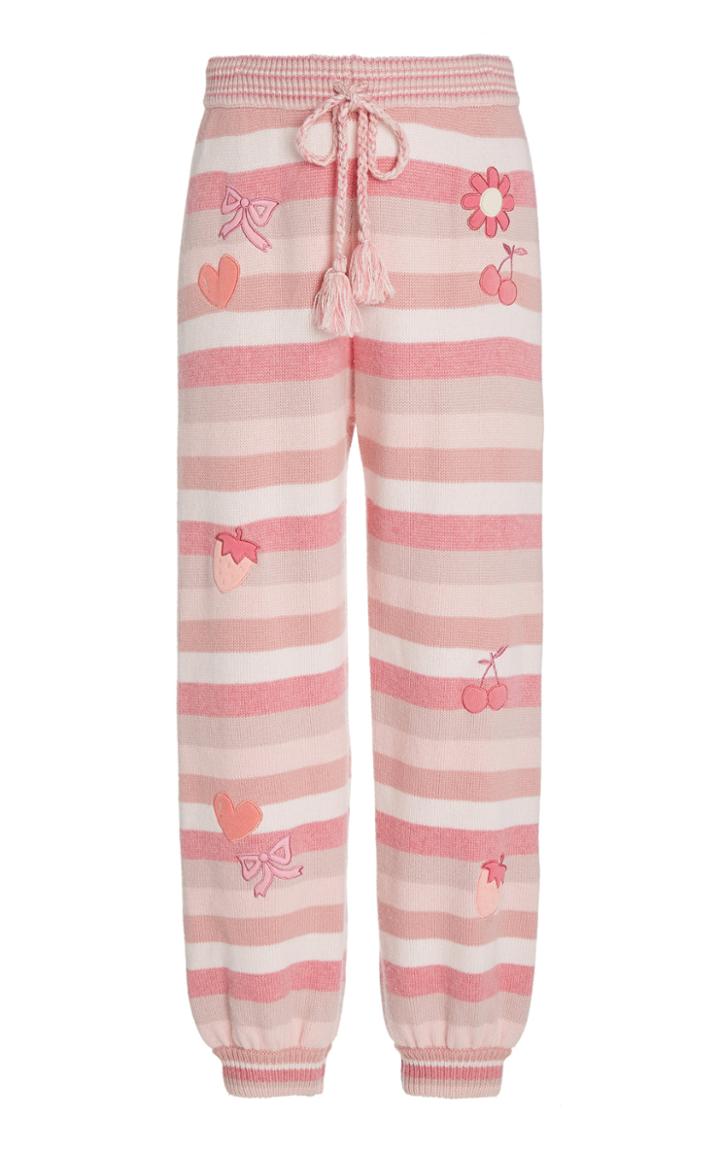 Moda Operandi Loveshackfancy Sundown Striped Cotton-knit Jogger Pants