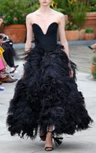 Oscar De La Renta Feather-embellished Strapless Gown