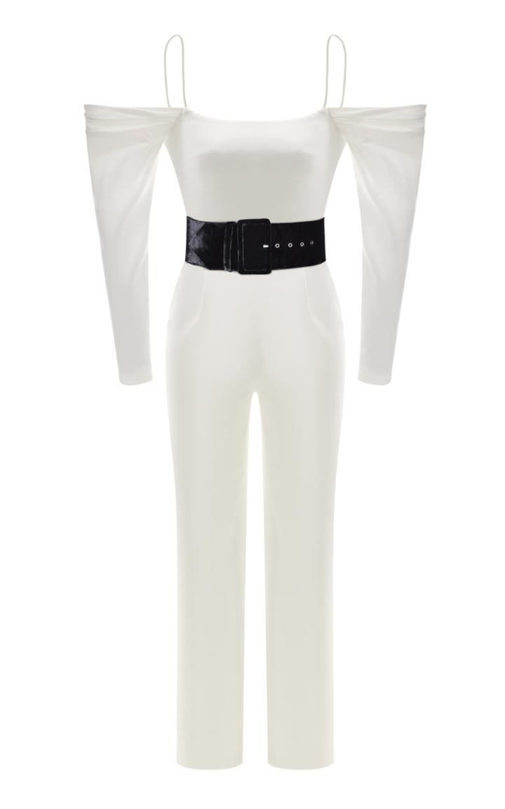 Rasario Cold Shoulder Satin Slim-leg Jumpsuit