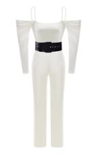 Rasario Cold Shoulder Satin Slim-leg Jumpsuit