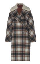 Martin Grant Checked Coat With Detachable Shearling Collar