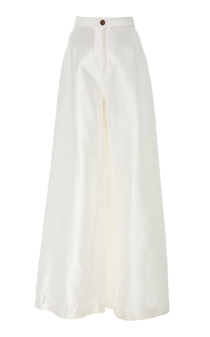 Amelia Brown Wide Leg Silk Wool Pants