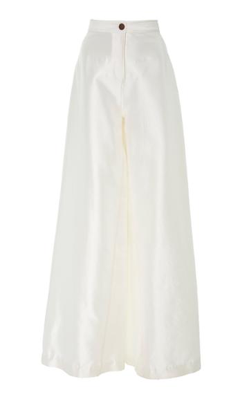 Amelia Brown Wide Leg Silk Wool Pants