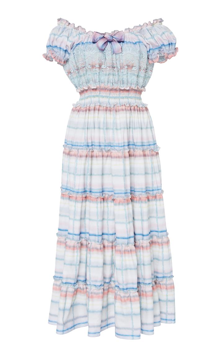 Luisa Beccaria Striped Crepe De Chine Midi Dress