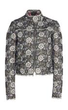 Giambattista Valli Collarless Print Cotton Blend Jacket