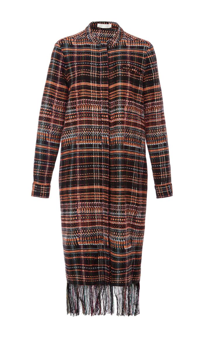 Kaelen Woven Fringe Button Down Dress