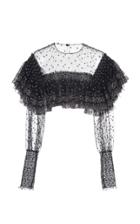 Philosophy Di Lorenzo Serafini Cropped Embroidered Tulle Blouse