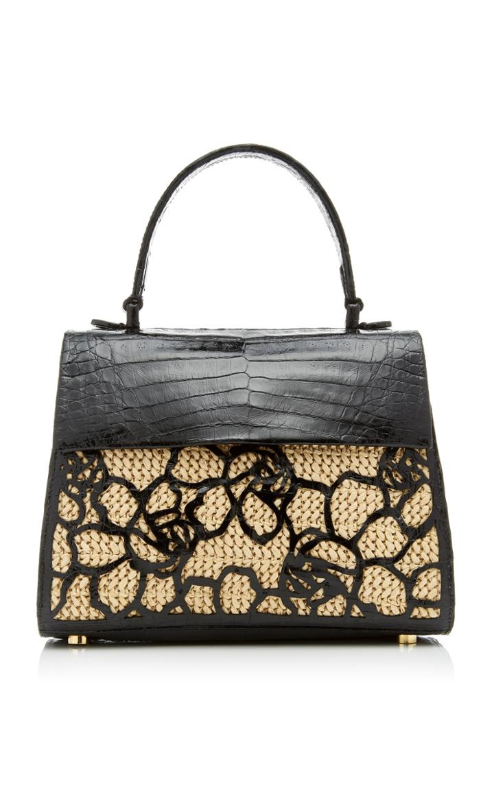 Nancy Gonzalez Lexi Small Crocodile And Straw Bag