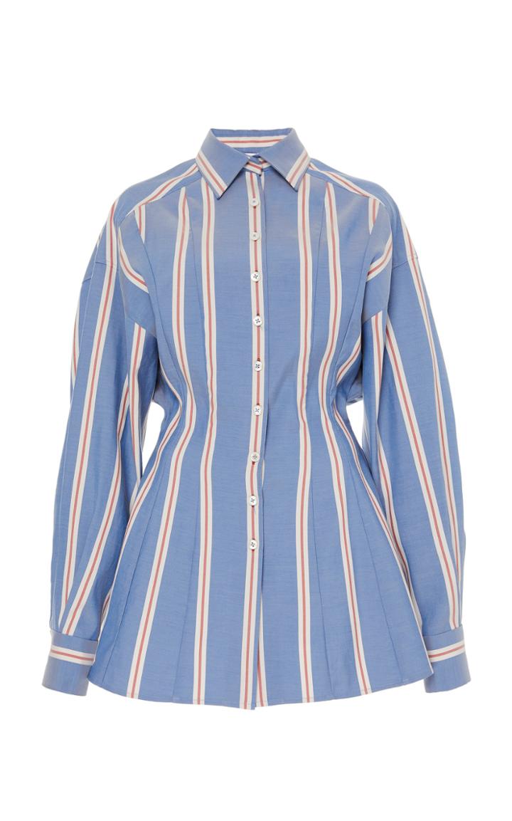 Moda Operandi Carolina Herrera Oversized Striped Cotton-blend Button Down Shirt Siz
