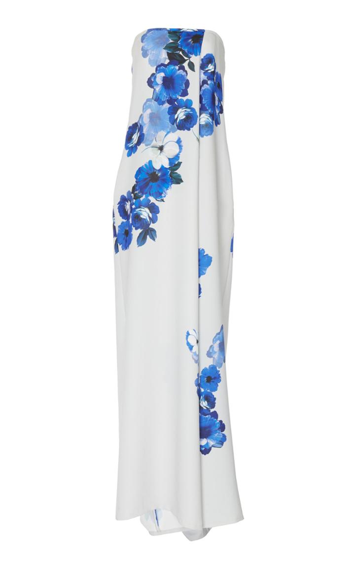 Costarellos Strapless Printed Crepe Jumpsuit
