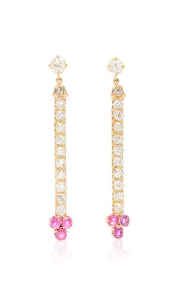 Mindi Mond Victorian Pink Sapphire Old Mine Line Earrings