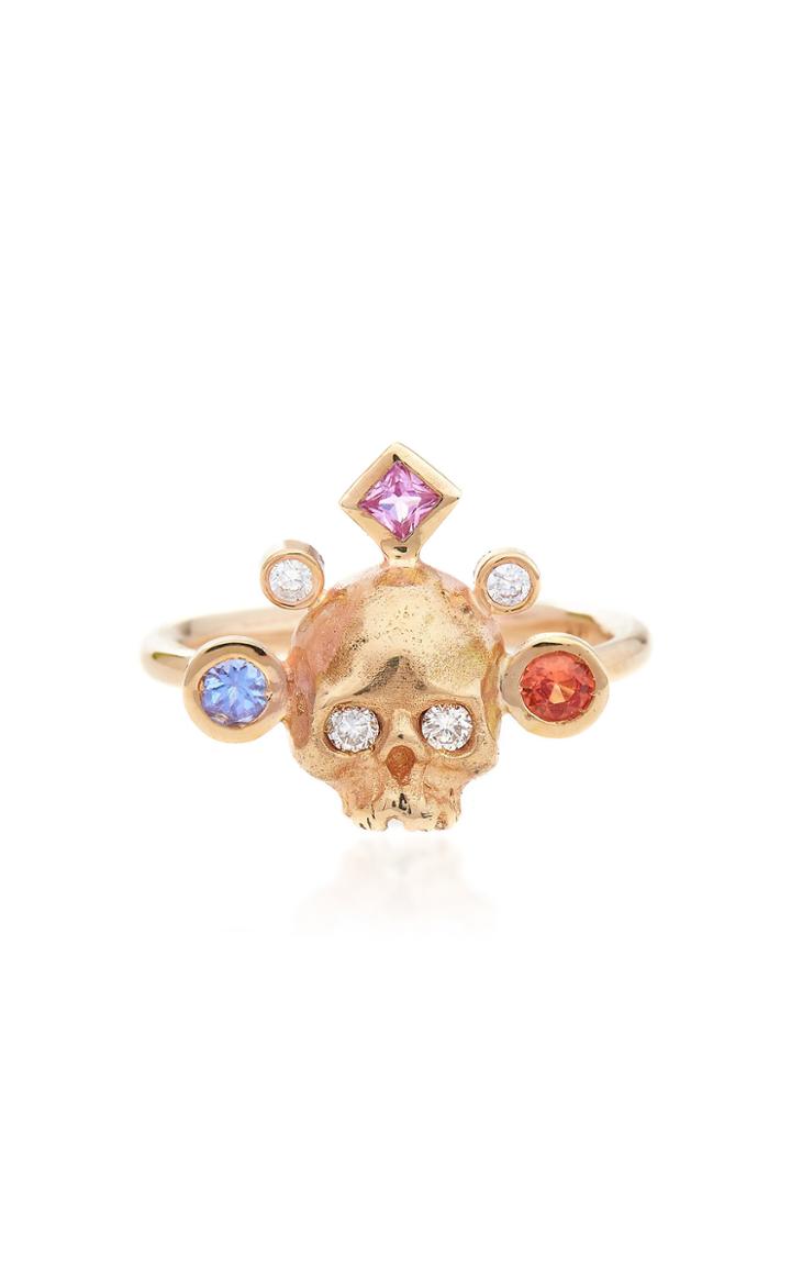 Rachel Quinn Crowned Skull 14k Yellow Gold Ring