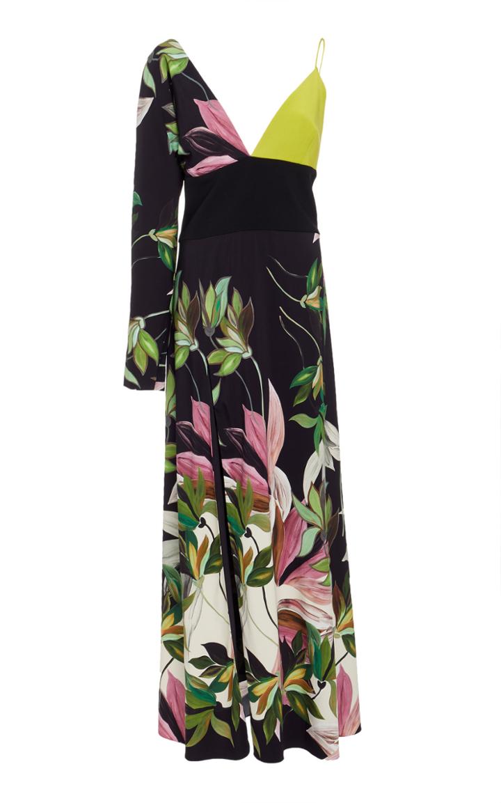 Christian Siriano One Sleeve Crepe De Chine Dress