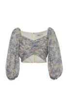 Amur Debbie Puffed-sleeve Criss-cross Cropped Top