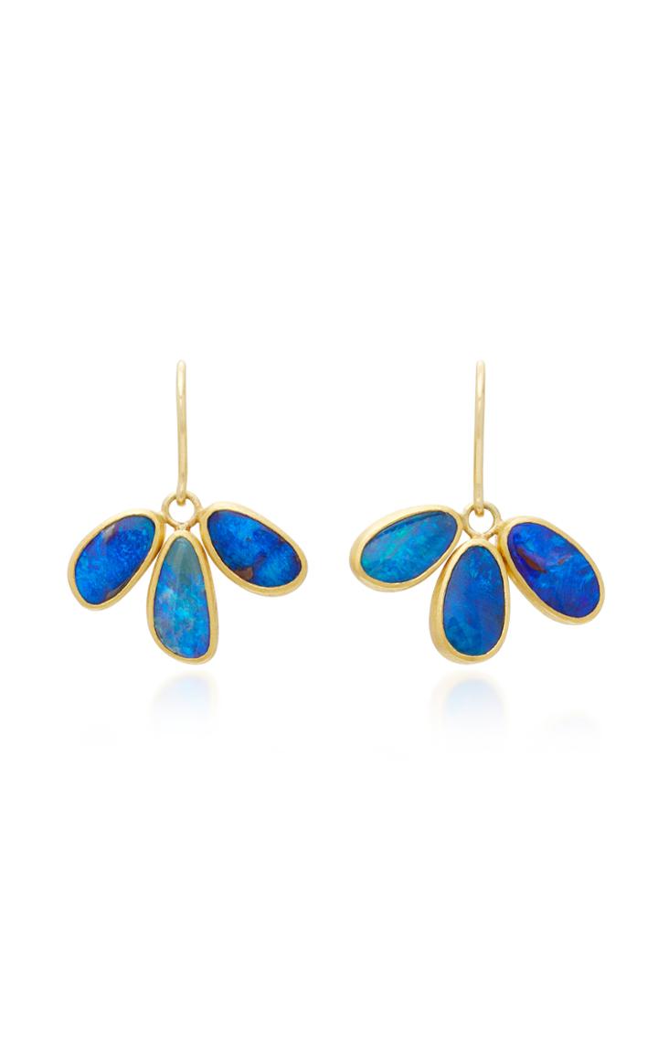 Mallary Marks Peacock Tail 18k Gold Boulder Opal Earrings