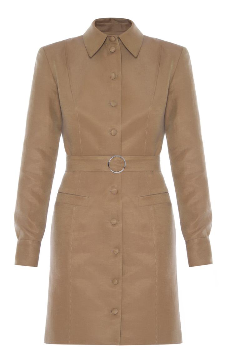 Moda Operandi Matriel Button Down Linen-blend Mini Dress