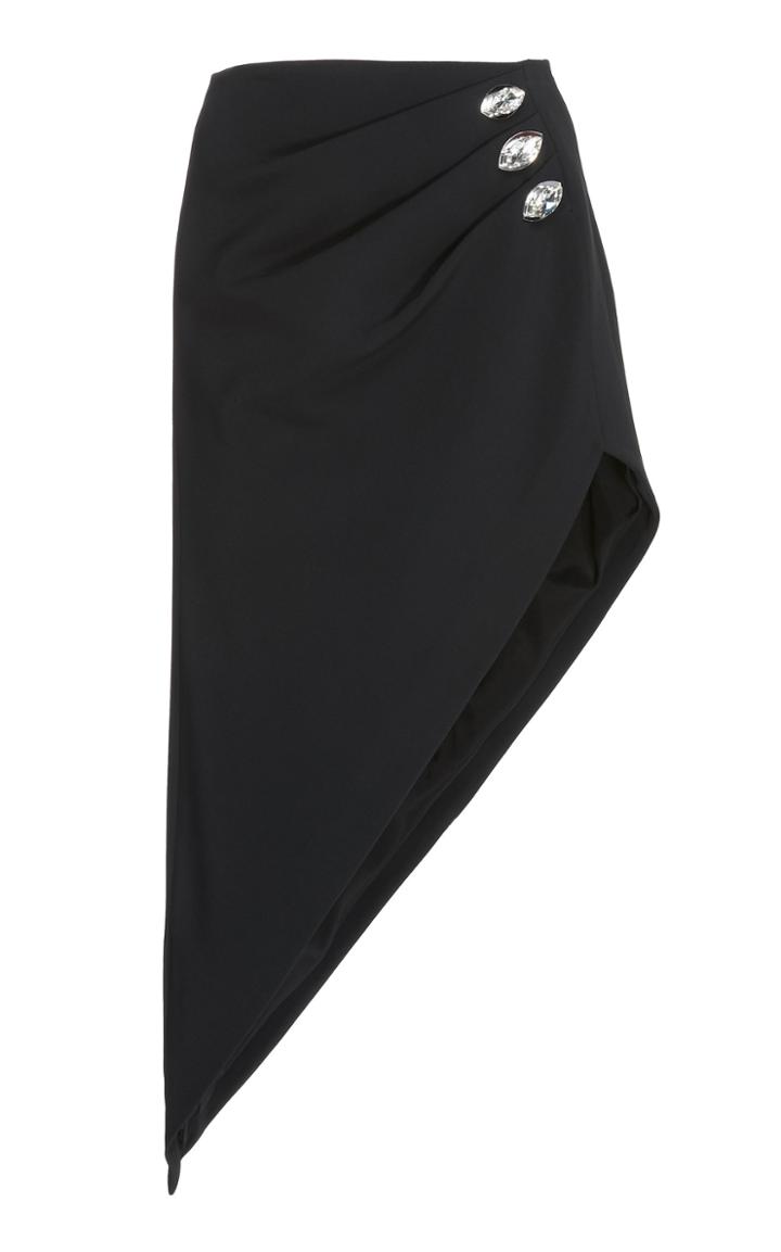 David Koma Ruched Crystal Pencil Skirt