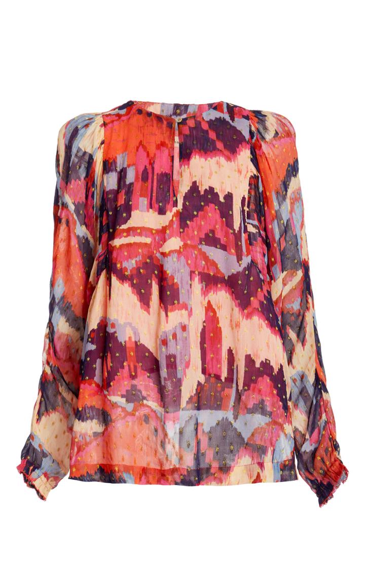 Moda Operandi Chufy Urpi Metallic Georgette Puff Sleeve Blouse