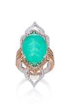 Sara Weinstock 18k Gold Chrysoprase Tsavorite And Diamond Ring
