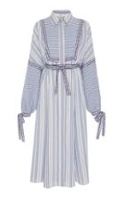 Andrew Gn Striped Long-sleeve Midi Dress