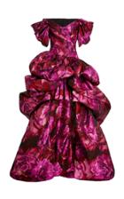 Moda Operandi Pamella Roland Draped Floral Jacquard Off-the-shoulder Gown