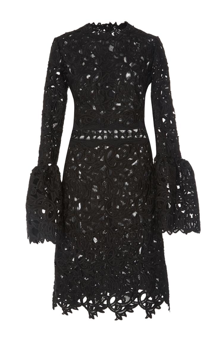 Costarellos Guipure Lace Flared Cuff Dress