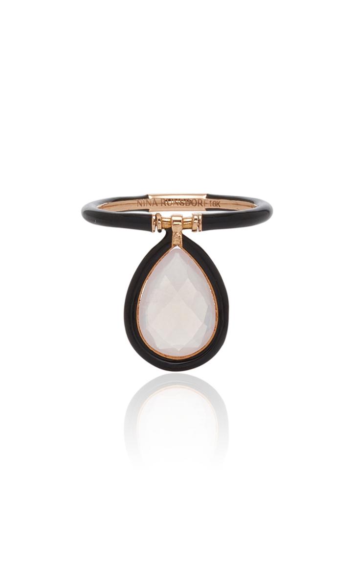 Moda Operandi Nina Runsdorf The Artist Black Enamel Medium Ring Size: 6.5