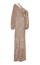 Jonathan Simkhai Dimensional Sequin One Shoulder Long Sleeve Gown