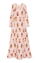 Rebecca De Ravenel Floral-print Silk Gown